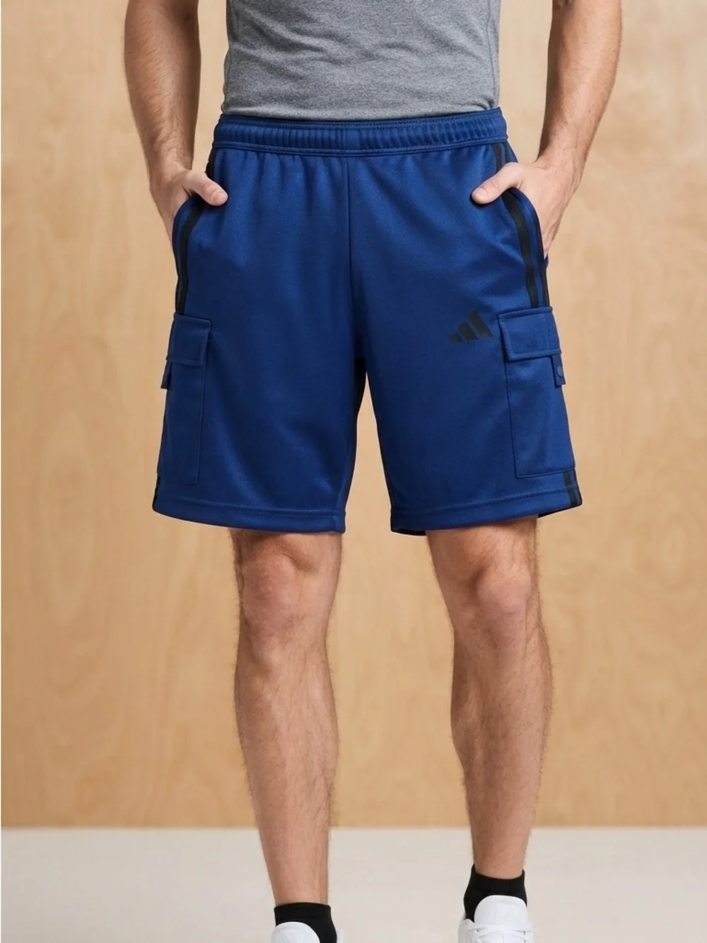 adidas Men’s Royal Blue Cargo Shorts with Side Pockets
